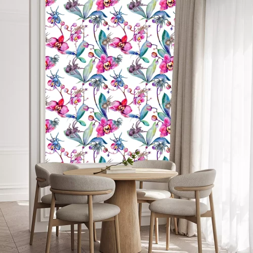 Tapete Wildes Insektmuster der exotischen Tarantel in einer Aquarellart. Vollständiger Name des Insekts: Tarantel, Spinne. Wilder Insekt des Aquarells für Hintergrund, Beschaffenheit, Verpackungsmuster oder 