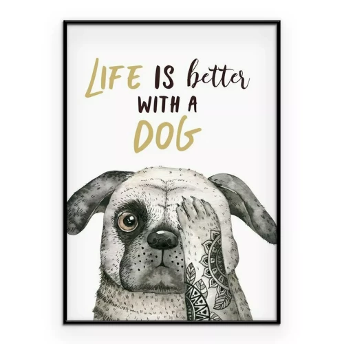 Poster Mops mit einer lustigen Aufschrift