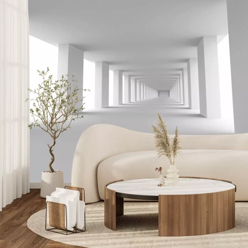 Sticker Weißer futuristischer 3D-Tunnel mit Säulen