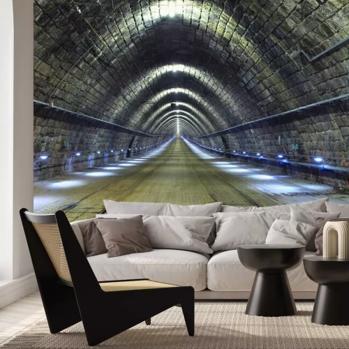 Fototapete Langer Backsteintunnel