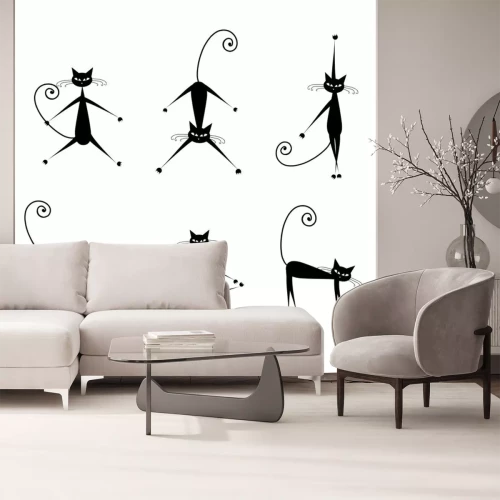 Sticker Tiere für Kinder schwarze Katze beim Turnen