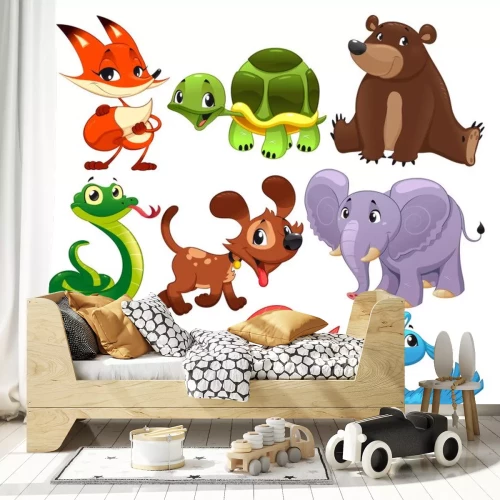 Sticker Set von Tieren. Cartoon und Vektor isoliert Zeichen.