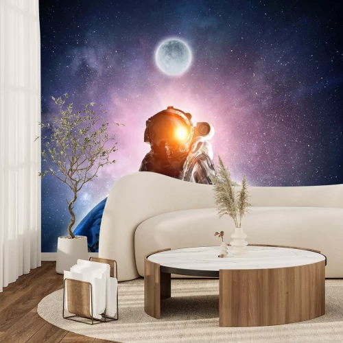 Sticker Weltraum 3D Astronaut Planet und Mond