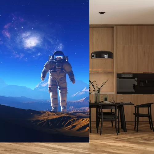 Sticker Astronaut im Raumanzug in den Bergen