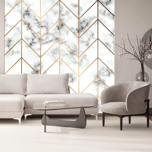 Fototapete Monochromer Marmor mit goldenen Linien