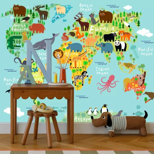 Fototapete Tierweltkarte