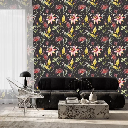 Tapete Aquarell Blumenvektormuster