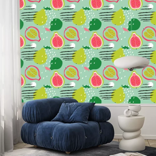 Tapete Bunte Früchte mit Streifen und Punkten
