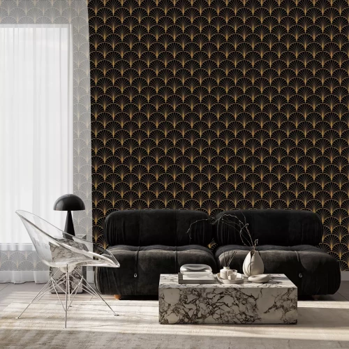 Tapete Vektor-Blumenart-Nouveau-nahtloses Muster. Geometrische dekorative Blattbeschaffenheit. Retro stilvoller Hintergrund.