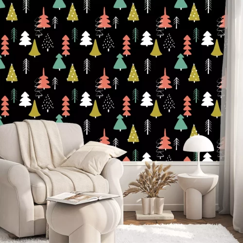 Tapete Winterlandschaft auf dunklem Hintergrund