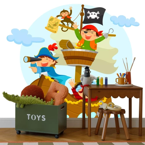 Fototapete Lächelnde Piraten auf dem Schiff