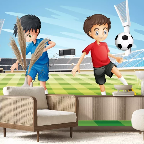 Fototapete Jungen am Fußballplatz