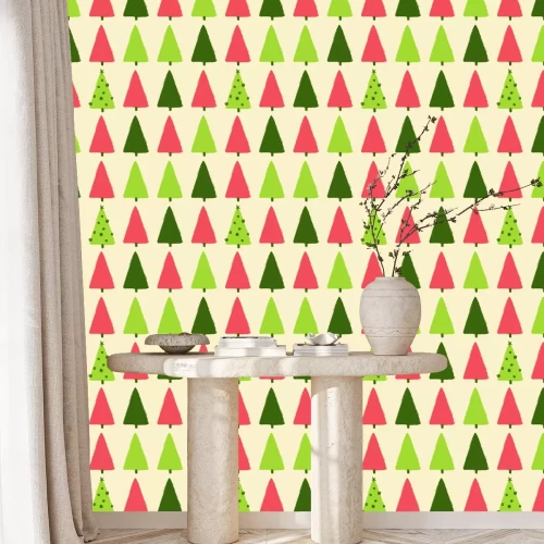 Tapete Bunter Wald auf pastellfarbenem Hintergrund