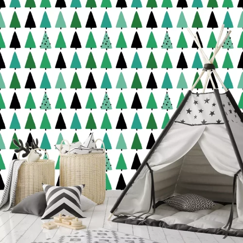 Tapete Motiv mit Weihnachtsbäumen