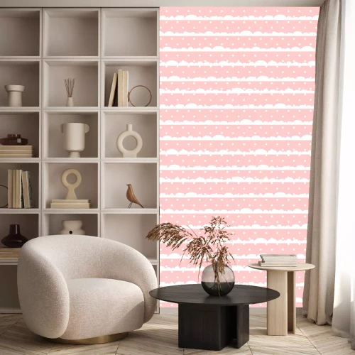 Tapete Wolken und Punkte auf rosa Hintergrund