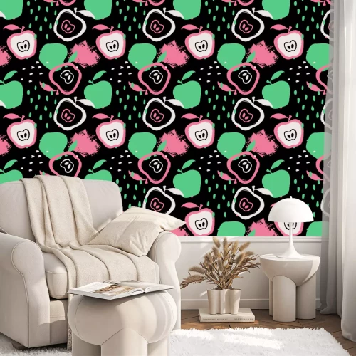 Tapete Querschnitte von Äpfeln im abstrakten Stil