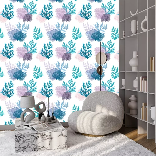 Tapete Korallenriffpflanzen in gedeckten Farben