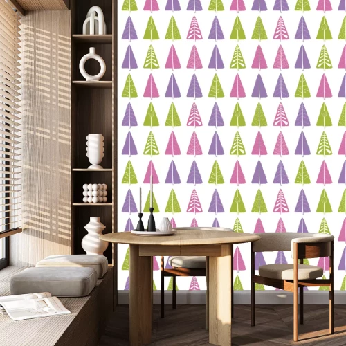 Tapete Bunte Kinderbäume im Wald