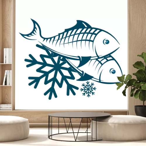 Sticker Fische und Schneeflocken minimalistische Grafik