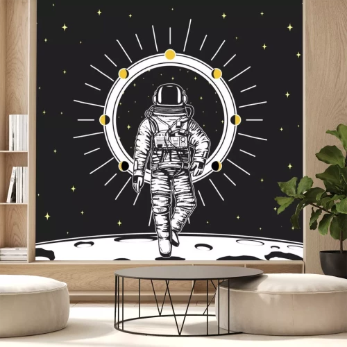Sticker Astronaut mit Heiligenschein umgeben von Planeten