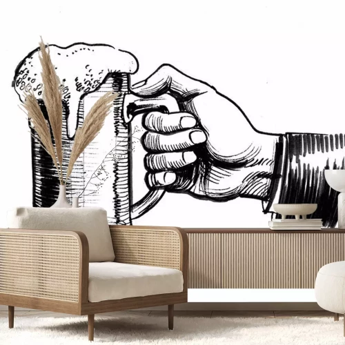 Sticker Hand, die einen Bierkrug hält Zeichnung