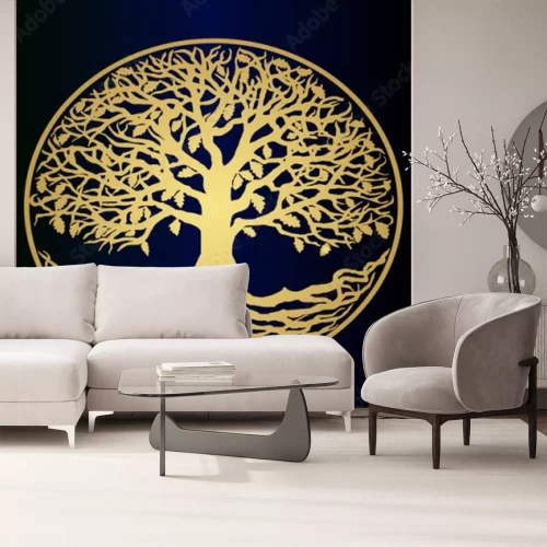 Sticker Skizze - der goldene Baum des Lebens - eine schöne Idee für ein Logo. Symbol der Familie und des Clans.