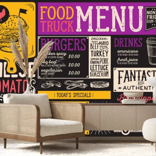 Sticker Essen Fast Food bunte Menükarte