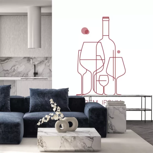 Sticker Weingläser und Flasche Zeichnung