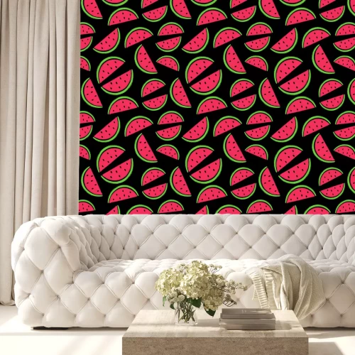 Tapete Viertel Wassermelonen auf schwarzem Hintergrund