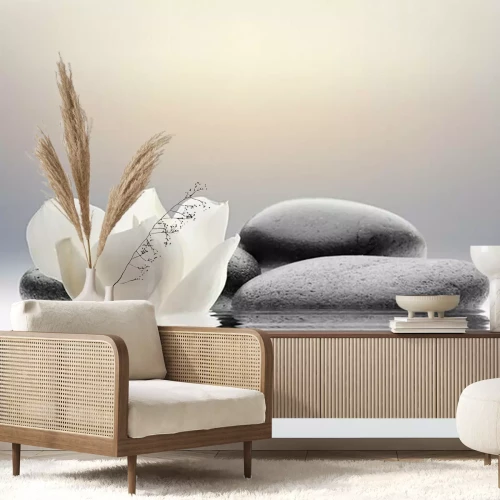 Sticker Wellness con flores agua y piedras