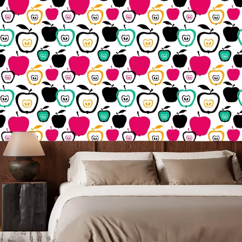 Tapete Abstrakt gestrichene Äpfel auf weißem Hintergrund