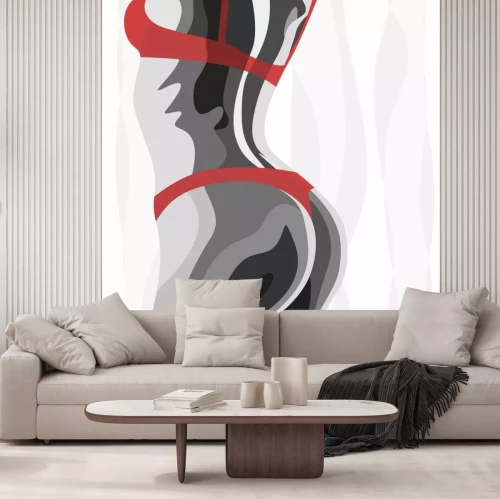 Sticker Schwarze weiße Frau der Illustration mit rotem dessous