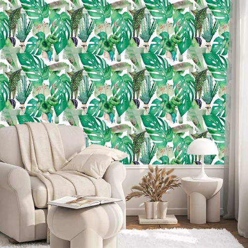 Tapete Frauenköpfe mit Pflanzen