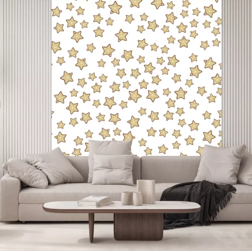 Sticker Beigefarbene Seesterne auf weißem Hintergrund Grafik