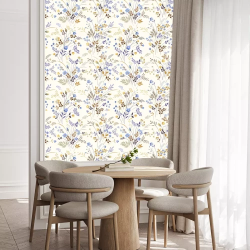 Tapete Blumenmuster mit blauen Blumen