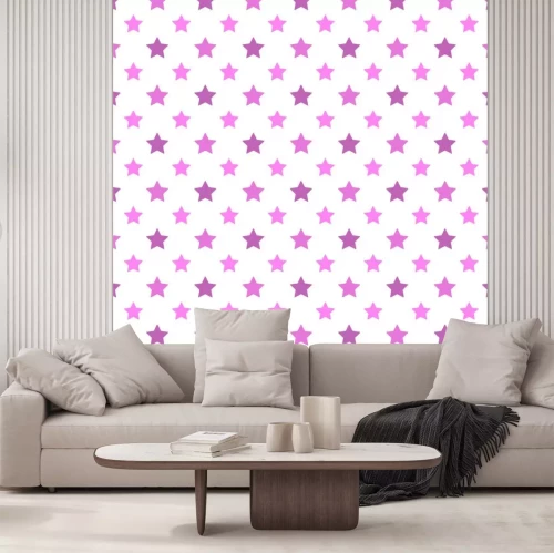 Sticker Rosa und violette Sterne auf weißem Hintergrund