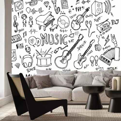 Sticker Musikinstrumente mit Beschriftungen Grafik