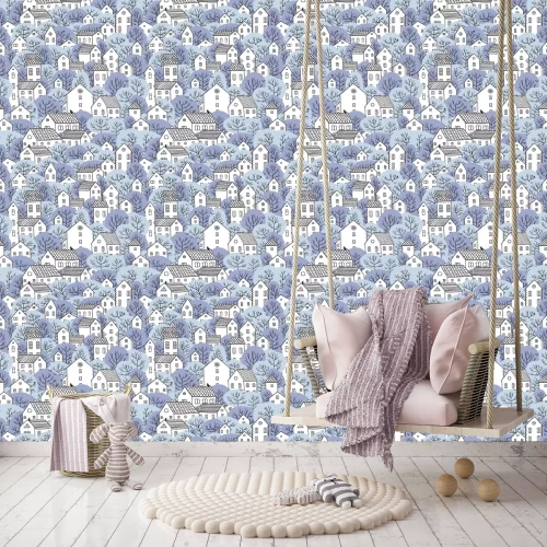 Tapete Kleinstadt am Stadtrand