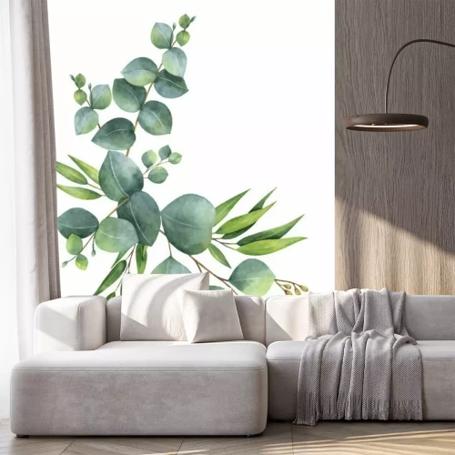 Sticker Aquarellvektorkranz mit grünen Eukalyptusblättern und -niederlassungen.