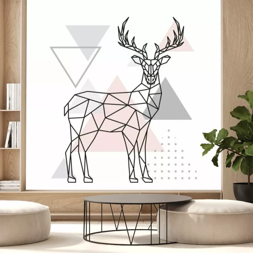 Sticker Waldtiere geometrischer Hirsch und Dreiecke