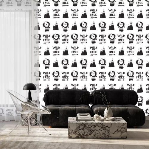 Tapete Der König der Löwen und die Berge im skandinavischen Stil