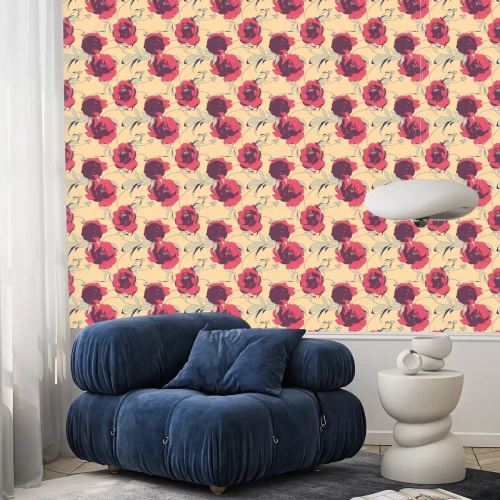 Tapete Pfingstrosen Rot- und Bordeauxrott?nen