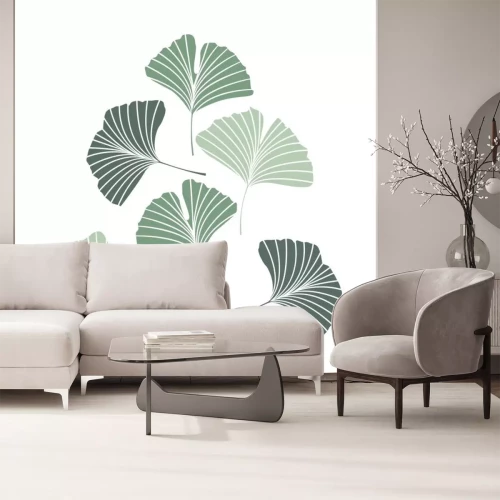 Sticker Vektor-Illustrationsginkgo biloba verlässt. Naturhintergrund mit Blättern.