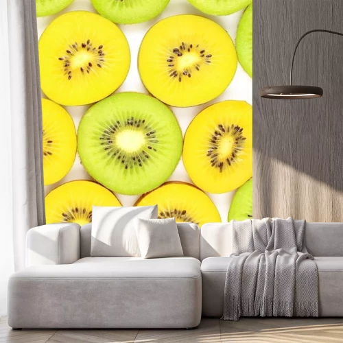 Sticker Geschnittene Kiwi in grün und gelb