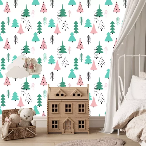 Tapete Abstrakte Bäume vom Winterwald