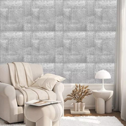 Tapete Gepanzerte Metallplatten mit Nieten nahtlose Hintergrund oder Textur 3D-Illustration