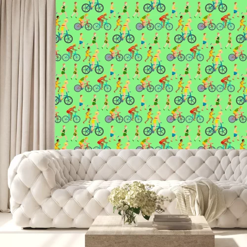 Tapete Athletic Run Mann Menschen Joggen Sommersport genießen Läufer Ausübung ihrer gesunden Lebensweise Vektor-Illustration nahtlose Muster Hintergrund