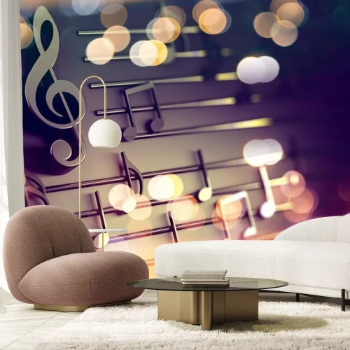 Fototapete Noten 3D auf den fünf Notenlinien