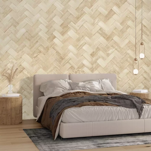 Fototapete Beige gewebte Bambusmatte