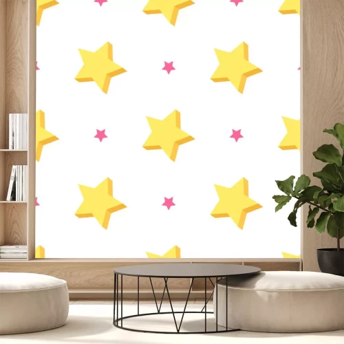 Sticker Große gelbe und kleine rosa Sterne
